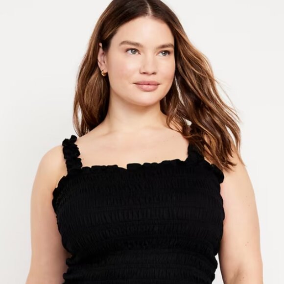 Fitted PLUS size Women's Black Smocked Tank Top Size 3X NWT - Picture 1 of 3